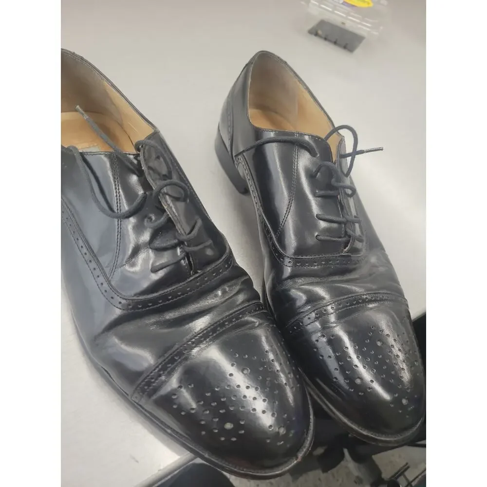 Alfani Made in Italy Men's Black Medallion Cap Toe Oxford Dress Shoes Size 12